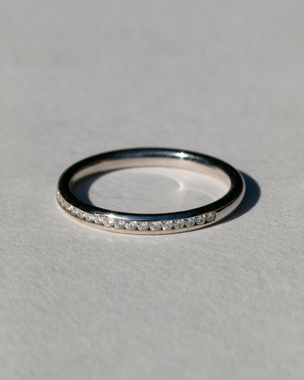 9ct White Gold Diamond Half Eternity Court Ring