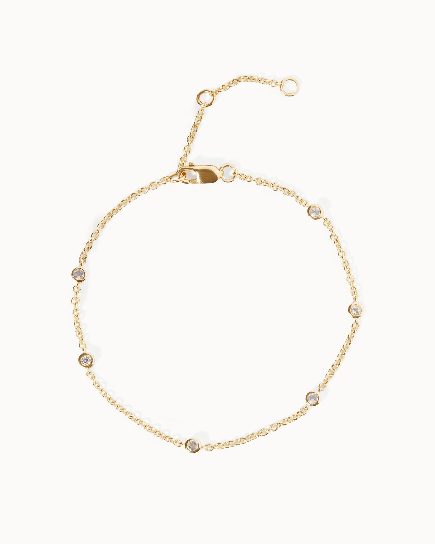 June Moonstone Birthstone Station Bracelet