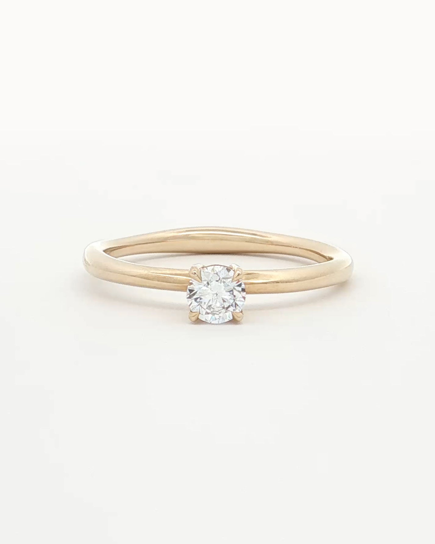 front view photo of 0.25ct Lab Grown Diamond Organic Ring with 9 Ct solid gold band on white backdrop