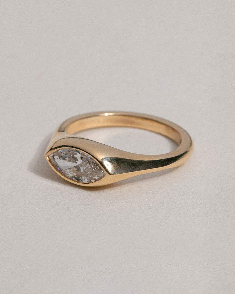 18ct Yellow Gold Marquise Cut Lab Grown Diamond Signet Ring