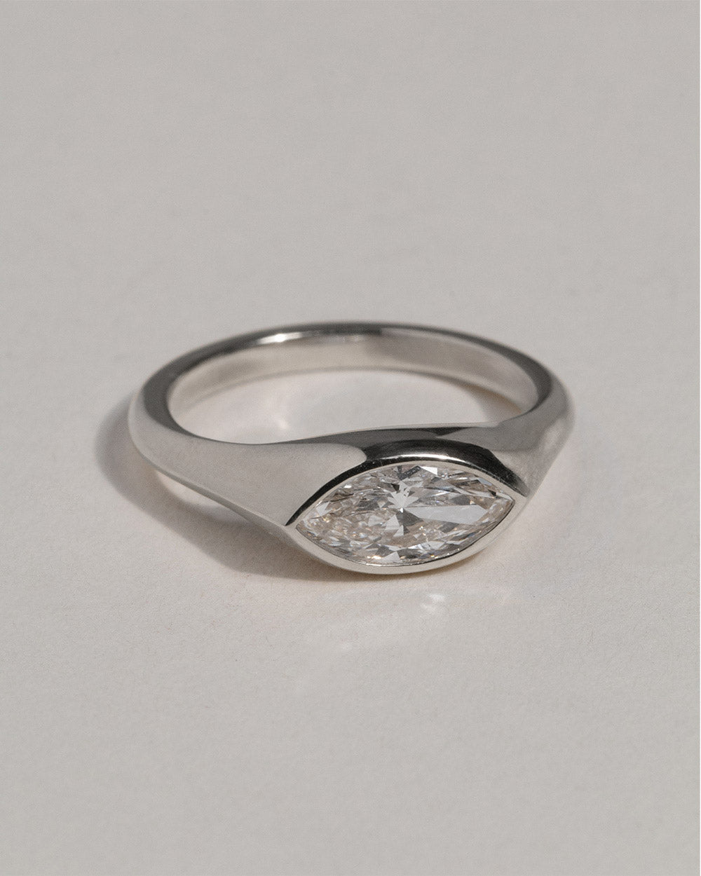Platinum Marquise Cut Lab Grown Diamond Signet Ring