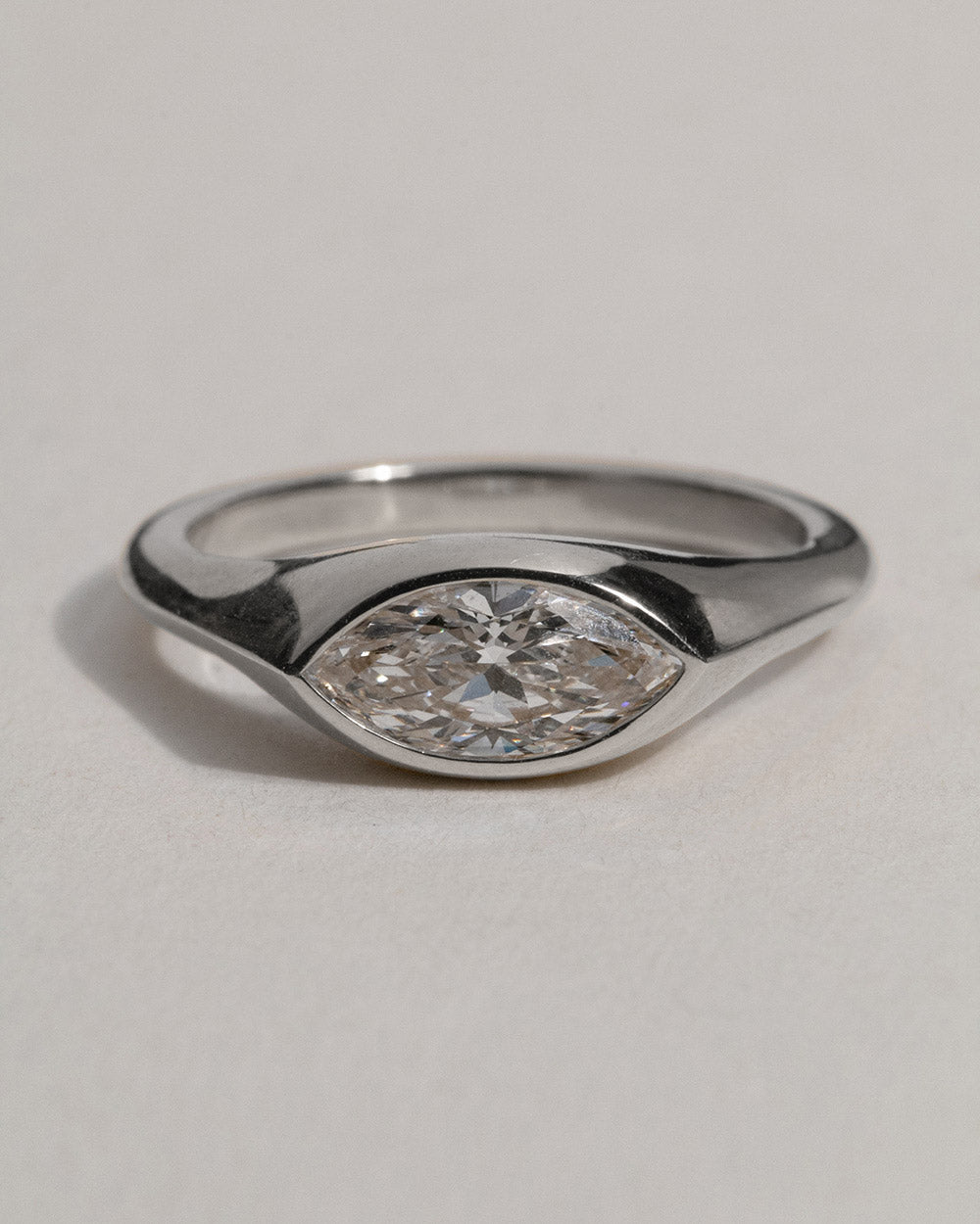 Platinum Marquise Cut Lab Grown Diamond Signet Ring