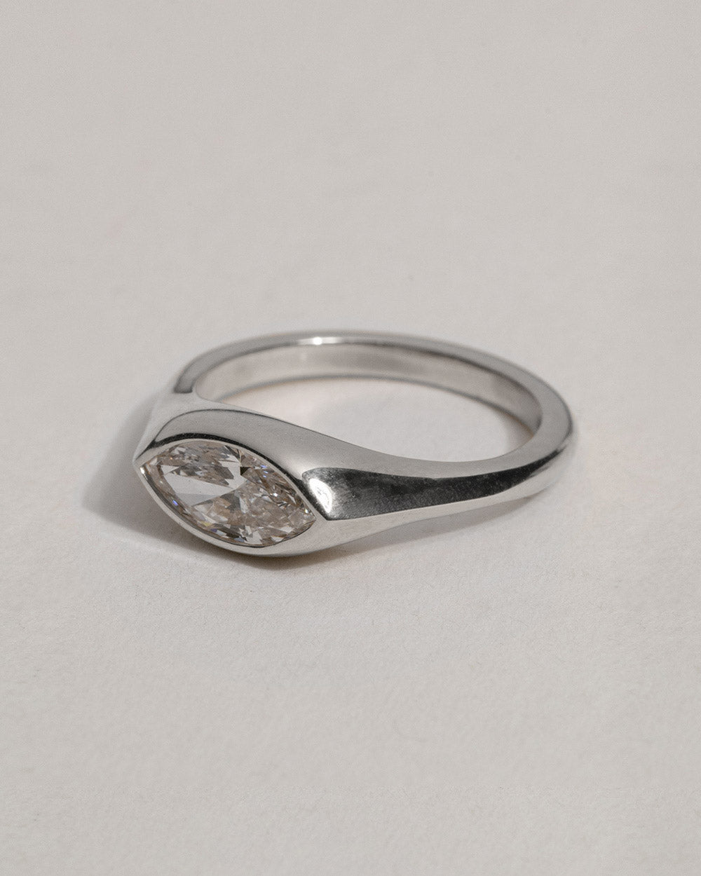 Platinum Marquise Cut Lab Grown Diamond Signet Ring