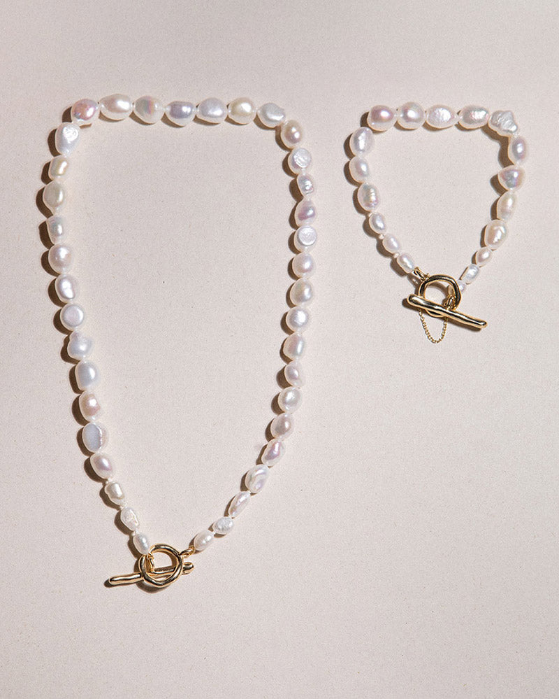 Baroque Pearl Necklace and Bracelet Set