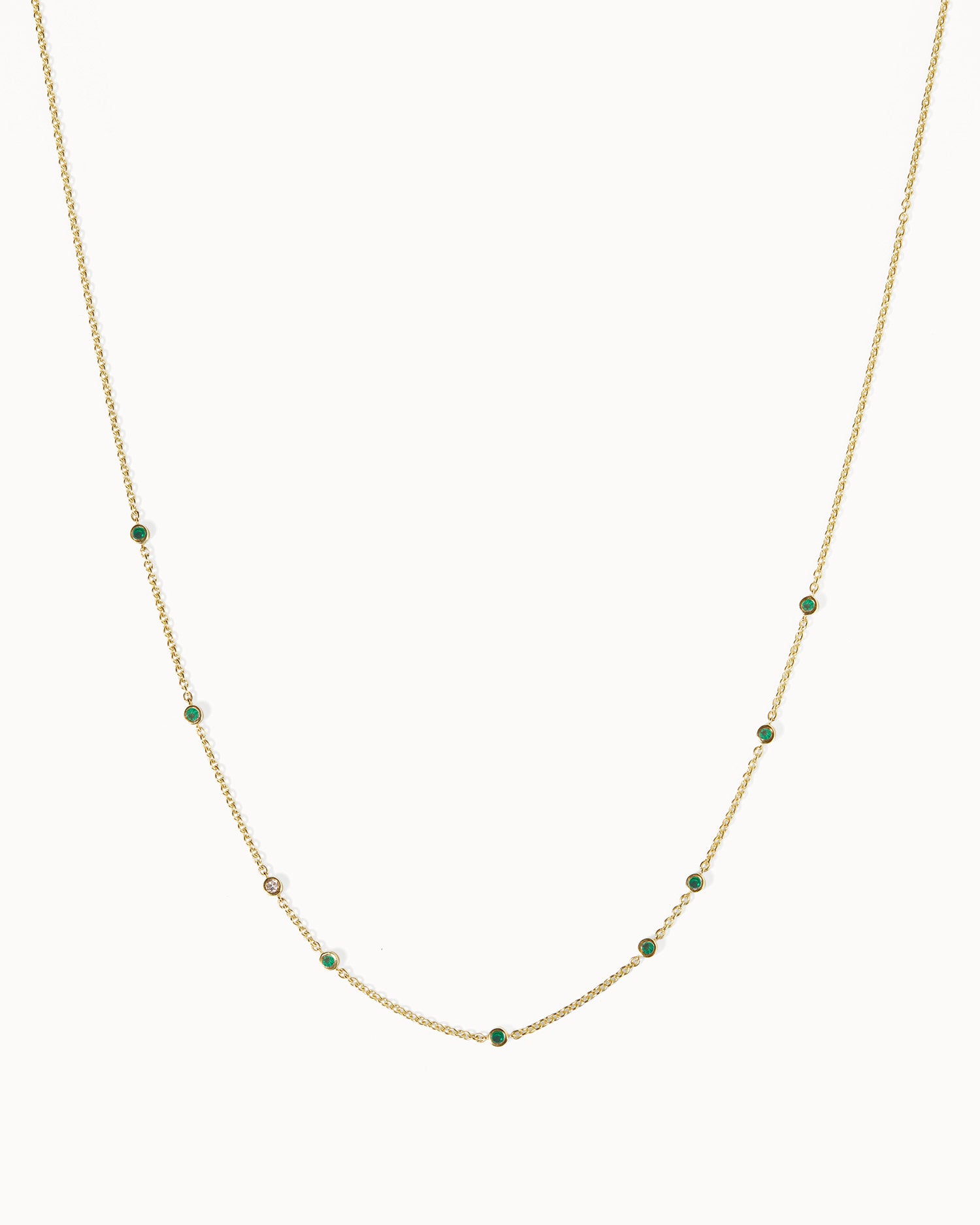 May Emerald Birthstone Station Necklace