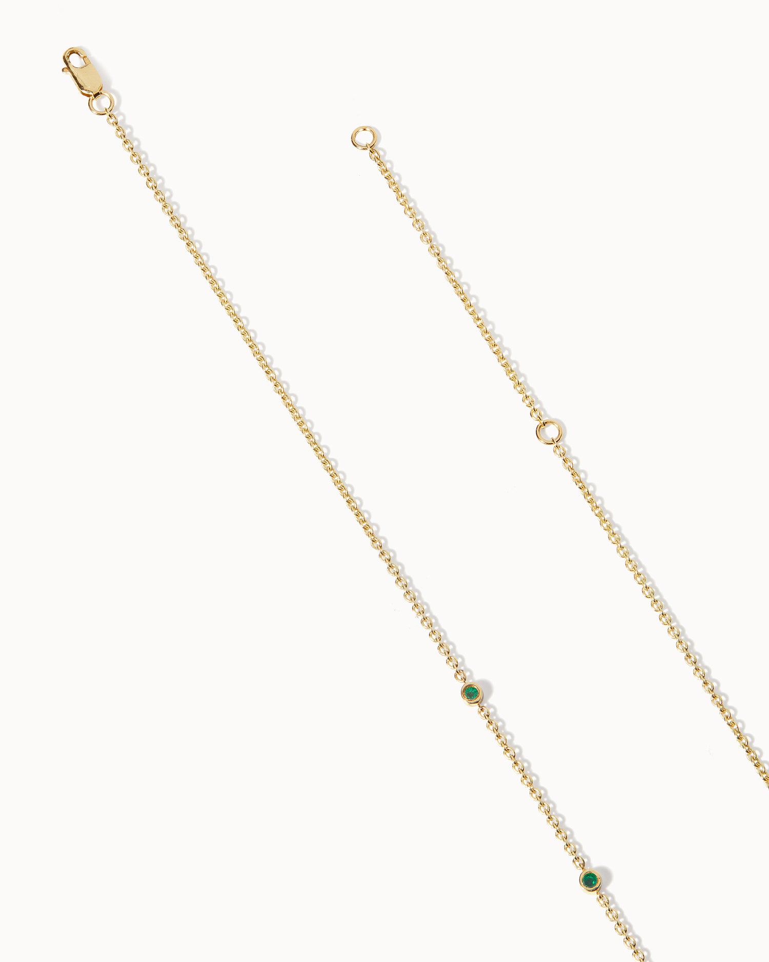 May Emerald Birthstone Station Necklace