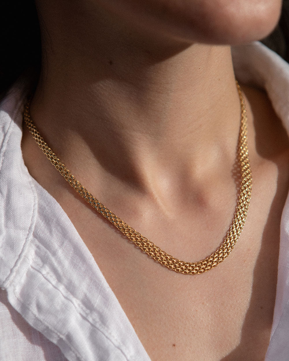 Solid Gold Mesh Chain Necklace