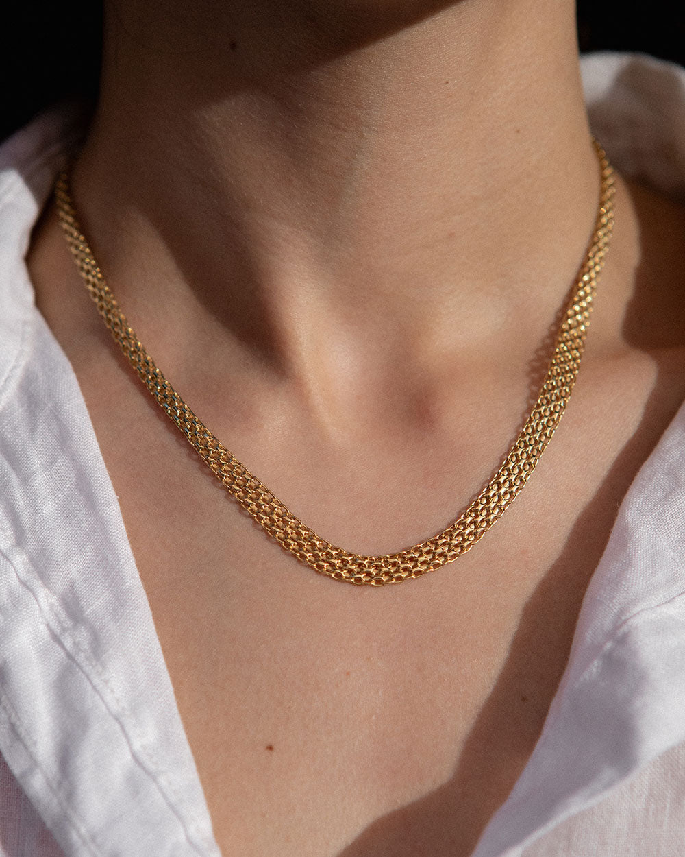 Solid Gold Mesh Chain Necklace