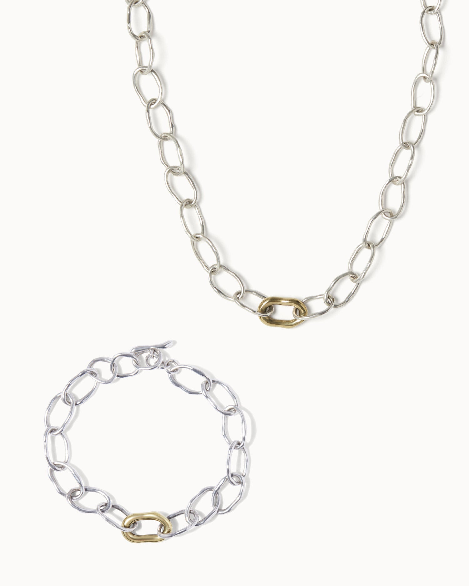 Molten Chain Necklace and Bracelet Set