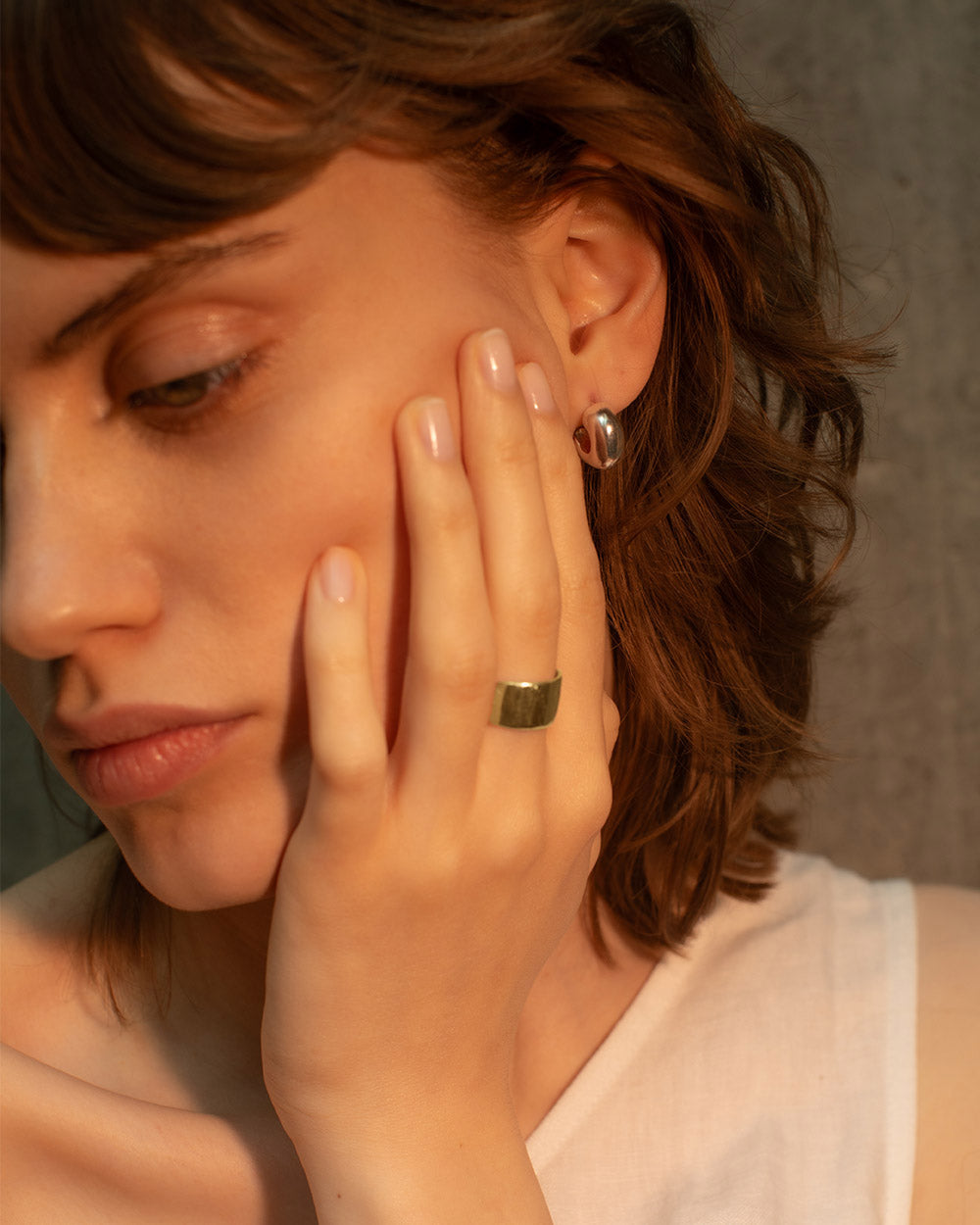 Solid Gold Molten Wide Band Ring