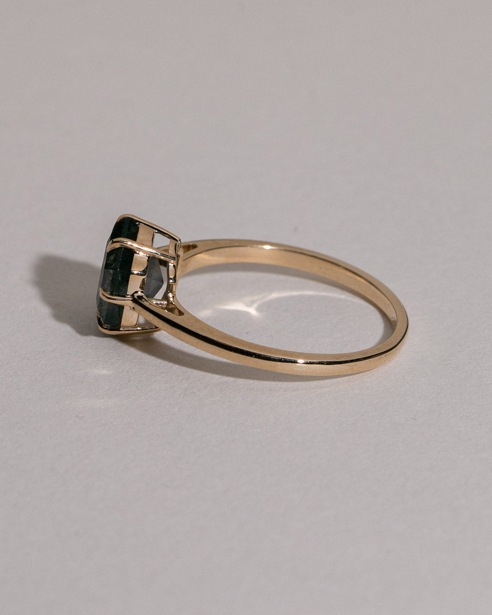 Moss Agate Hexagon Ring