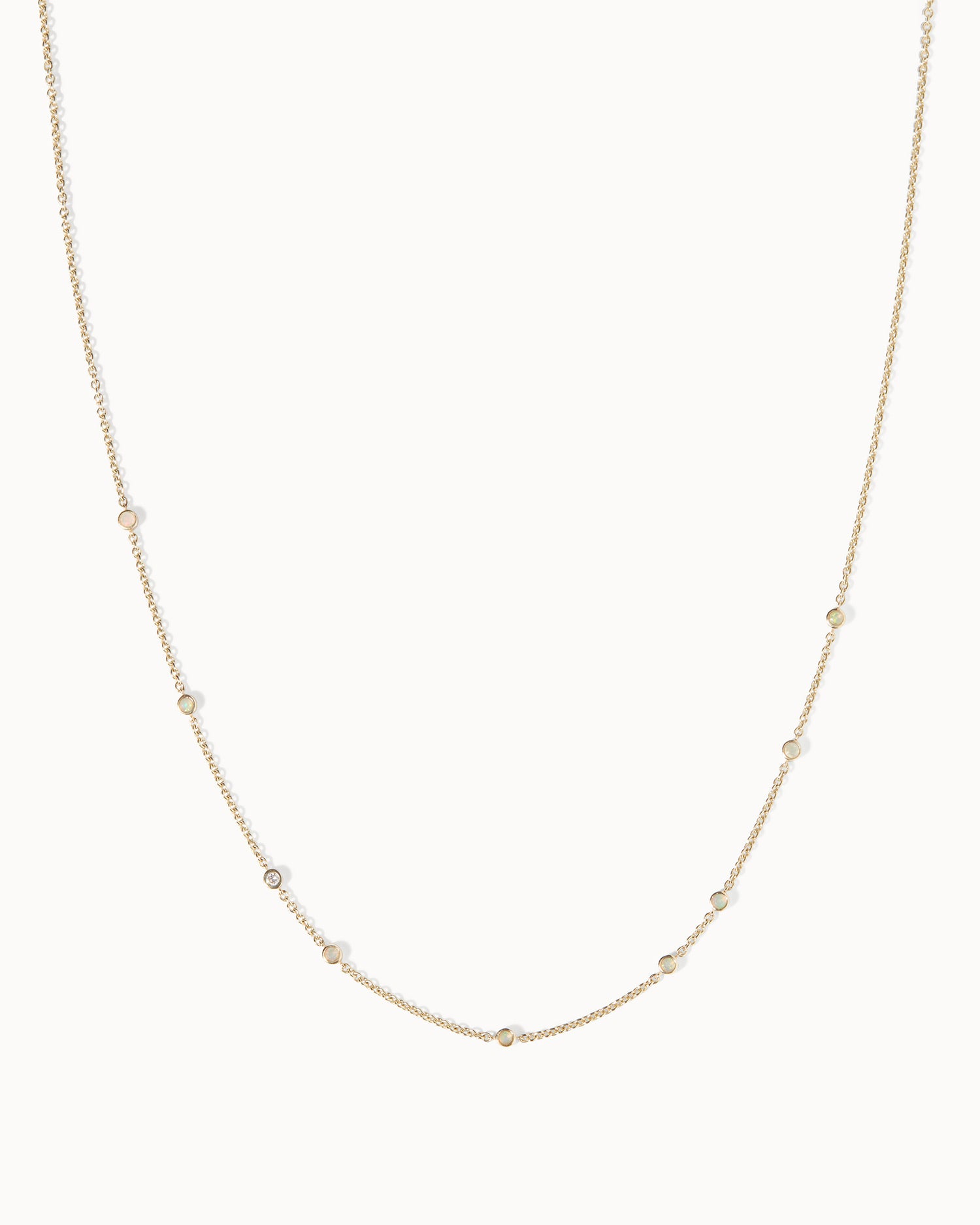 October Opal Birthstone Station Necklace