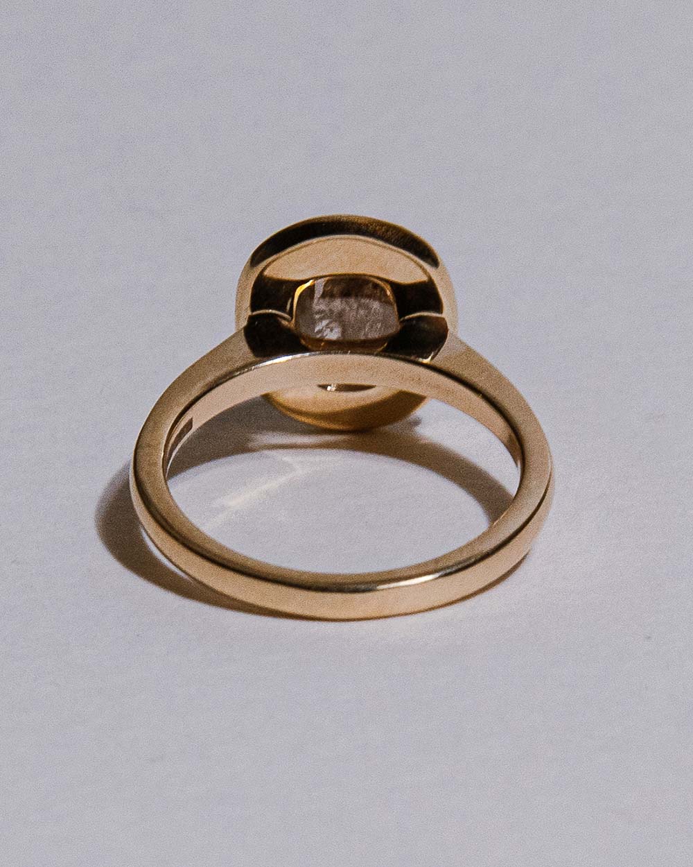 back view of 9 Ct solid gold Nieve 1.2ct Grey Diamond Ring on white ackground