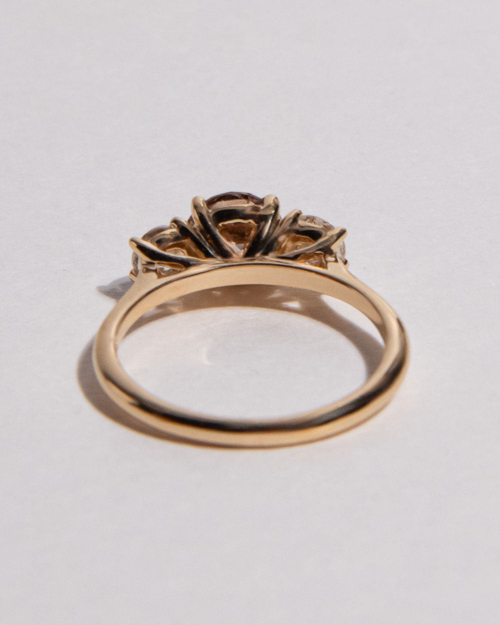 back view photo of 18Ct solid gold Noor 1.02ct Champagne Diamond Ring on white background