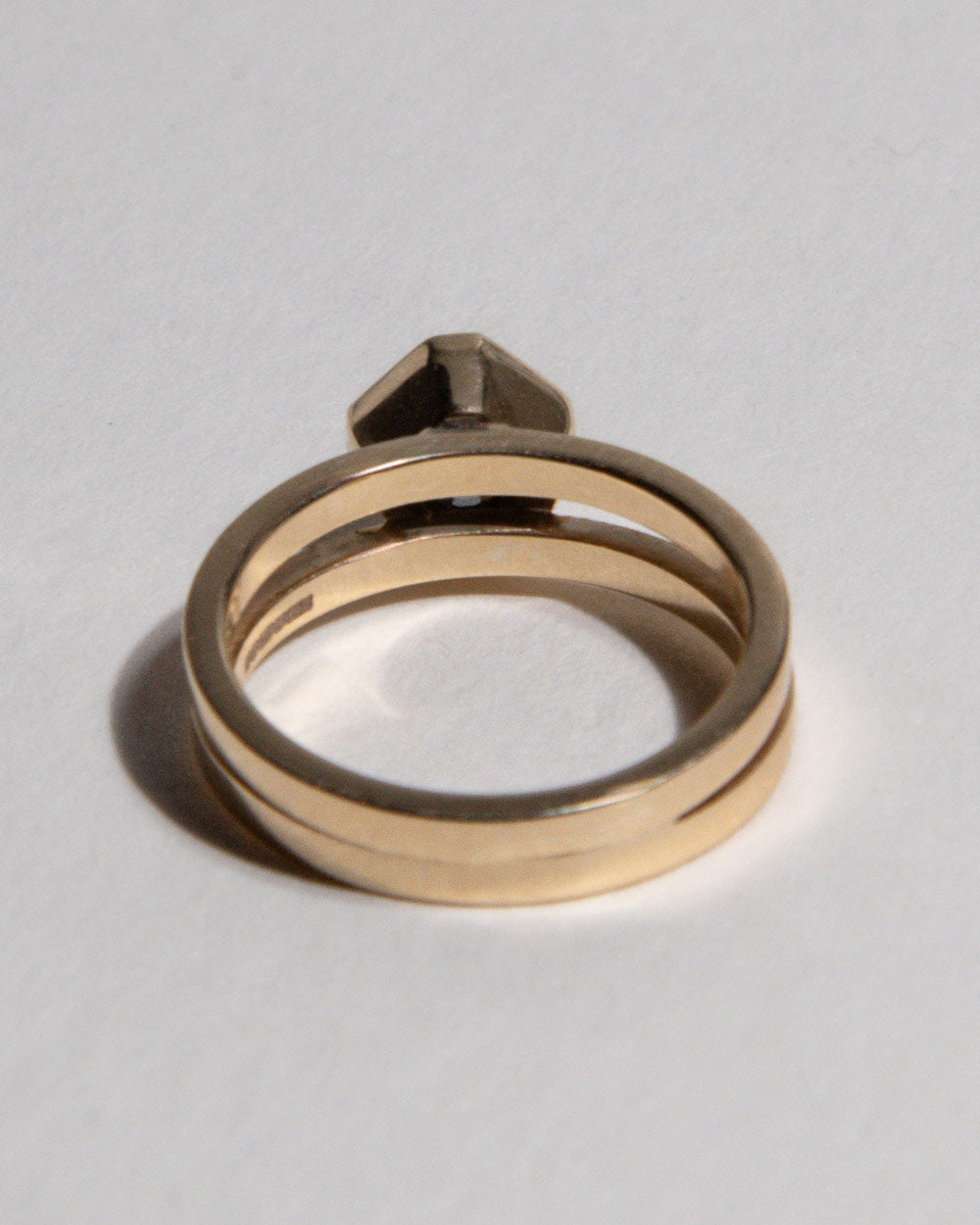 9 Ct solid gold Odette 1.28ct Grey Diamond Ring back view on white background
