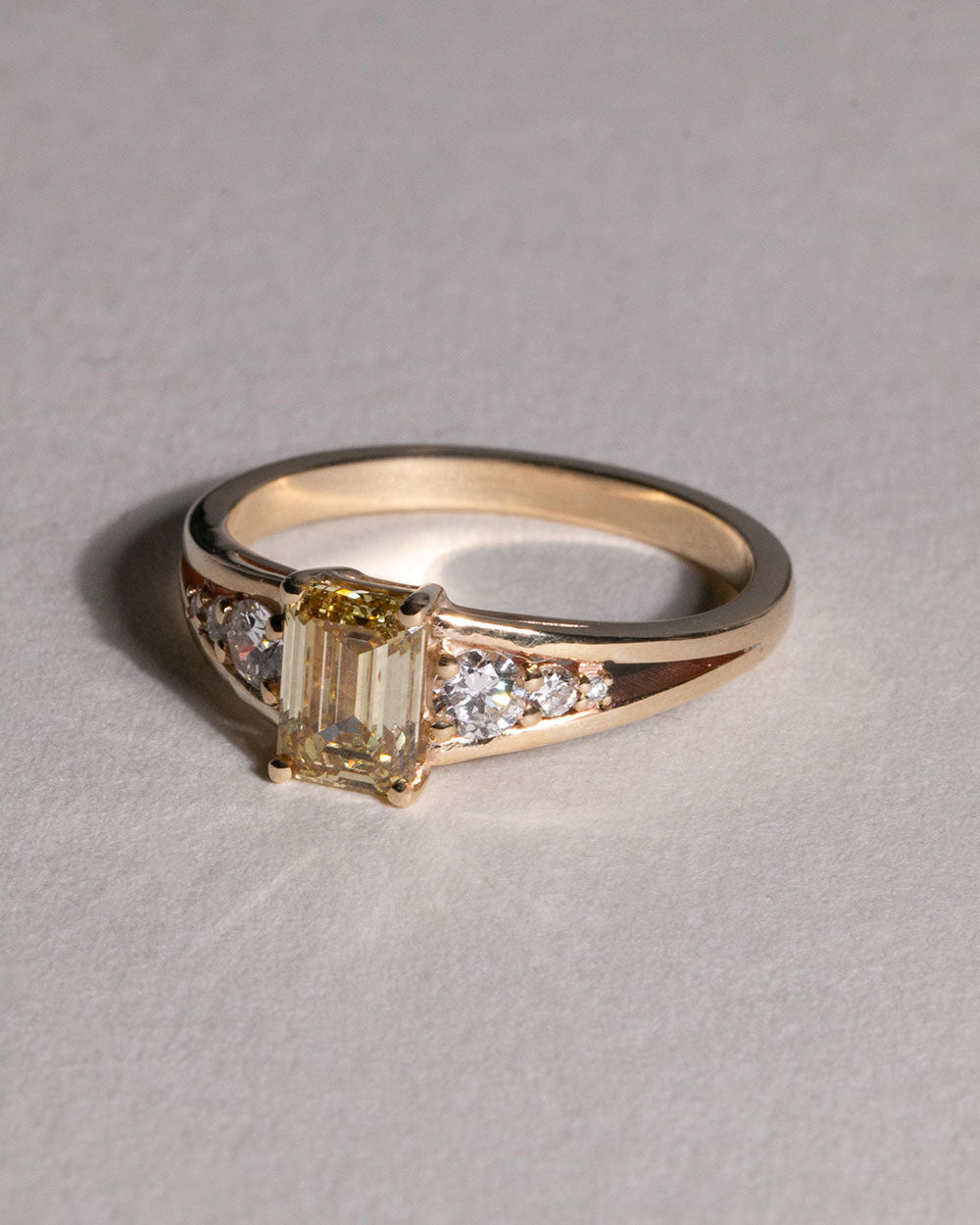 Piper 1ct Yellow Diamond Ring front side view on white background