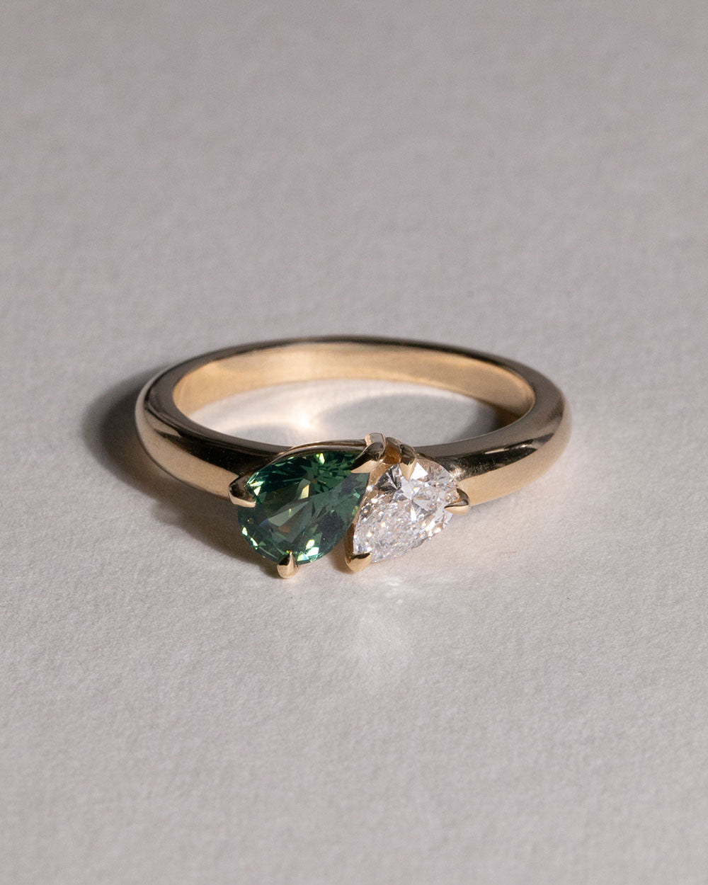 Pixie 1.01ct Green Sapphire Toi et Moi Ring top front view