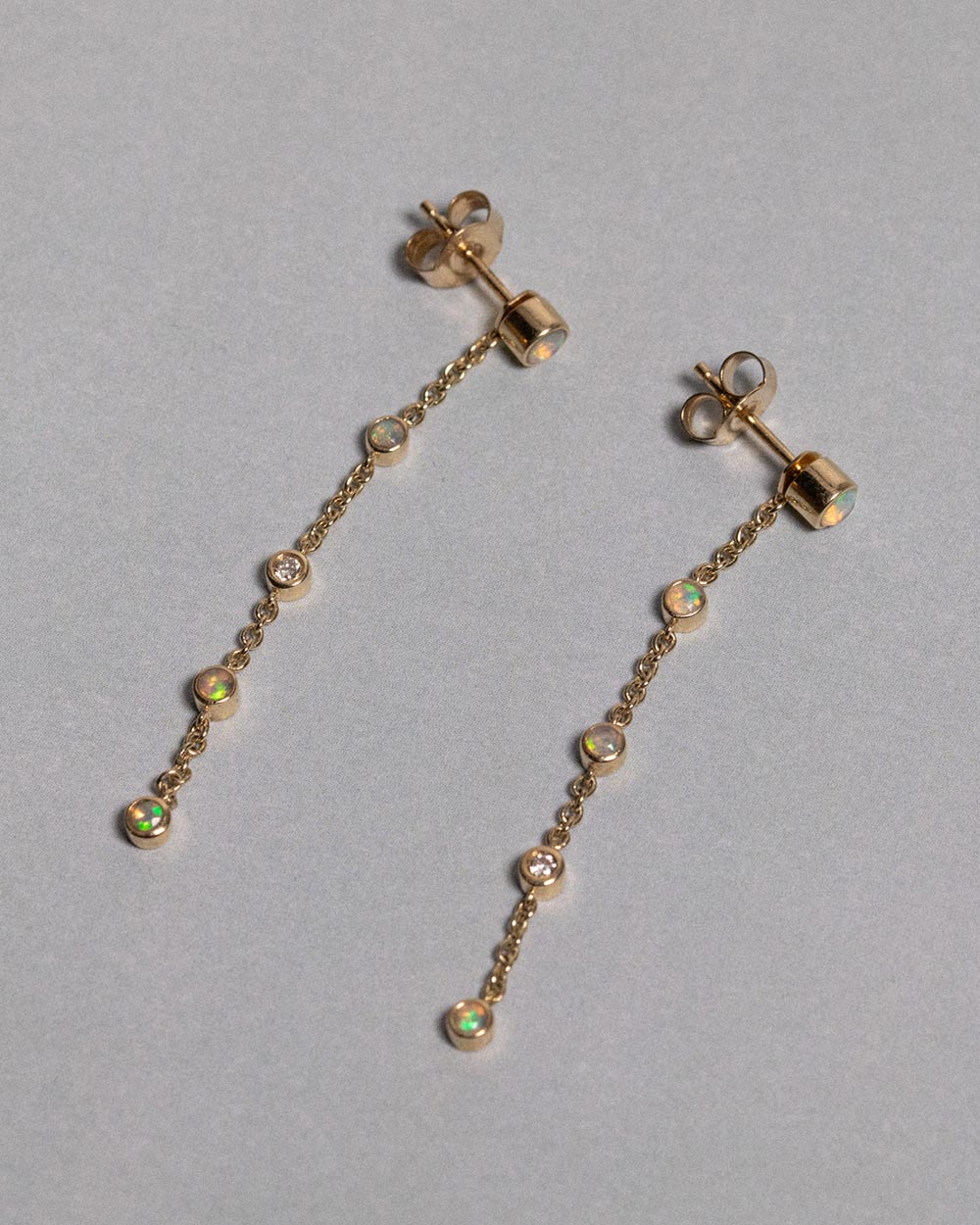 October Opal Birthstone Drop Earrings