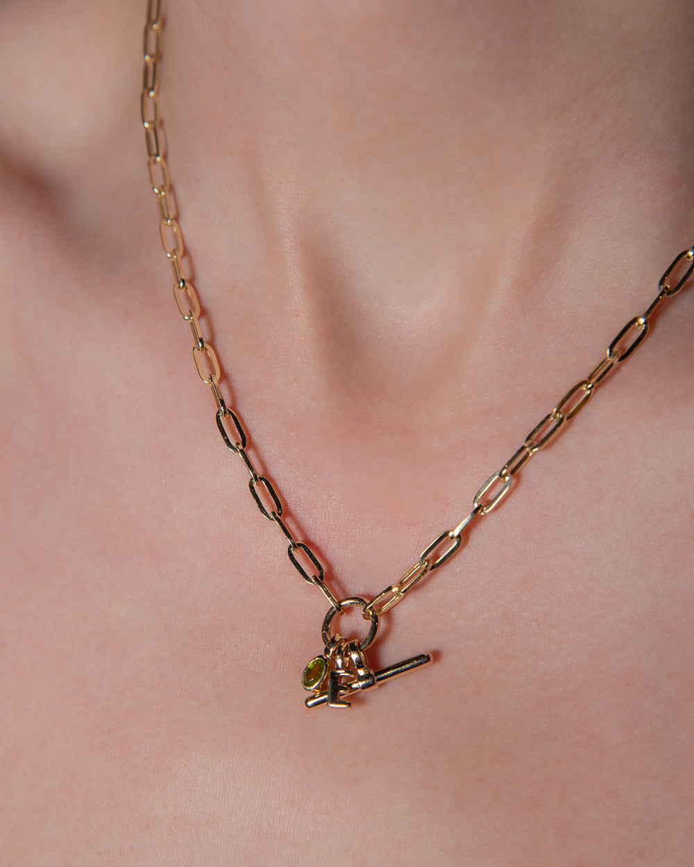 August Peridot Birthstone Oval Charm