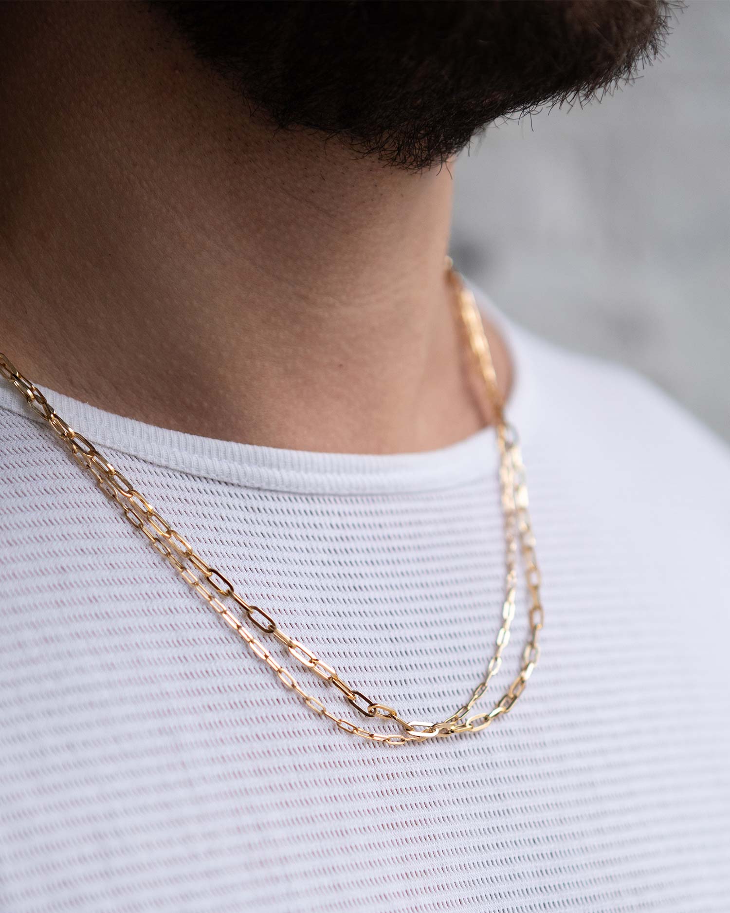 Solid Gold Heavy Paper Chain Necklace