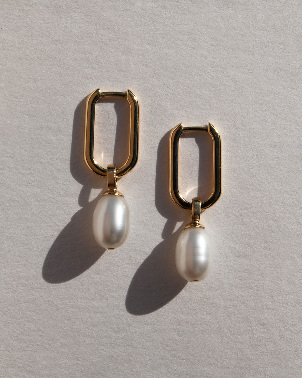 Solid Gold Pearl Hoop Earrings