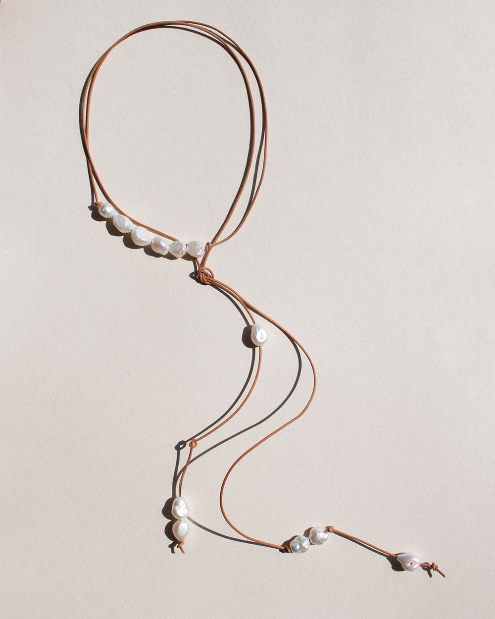 Baroque Pearl Leather Wrap Necklace