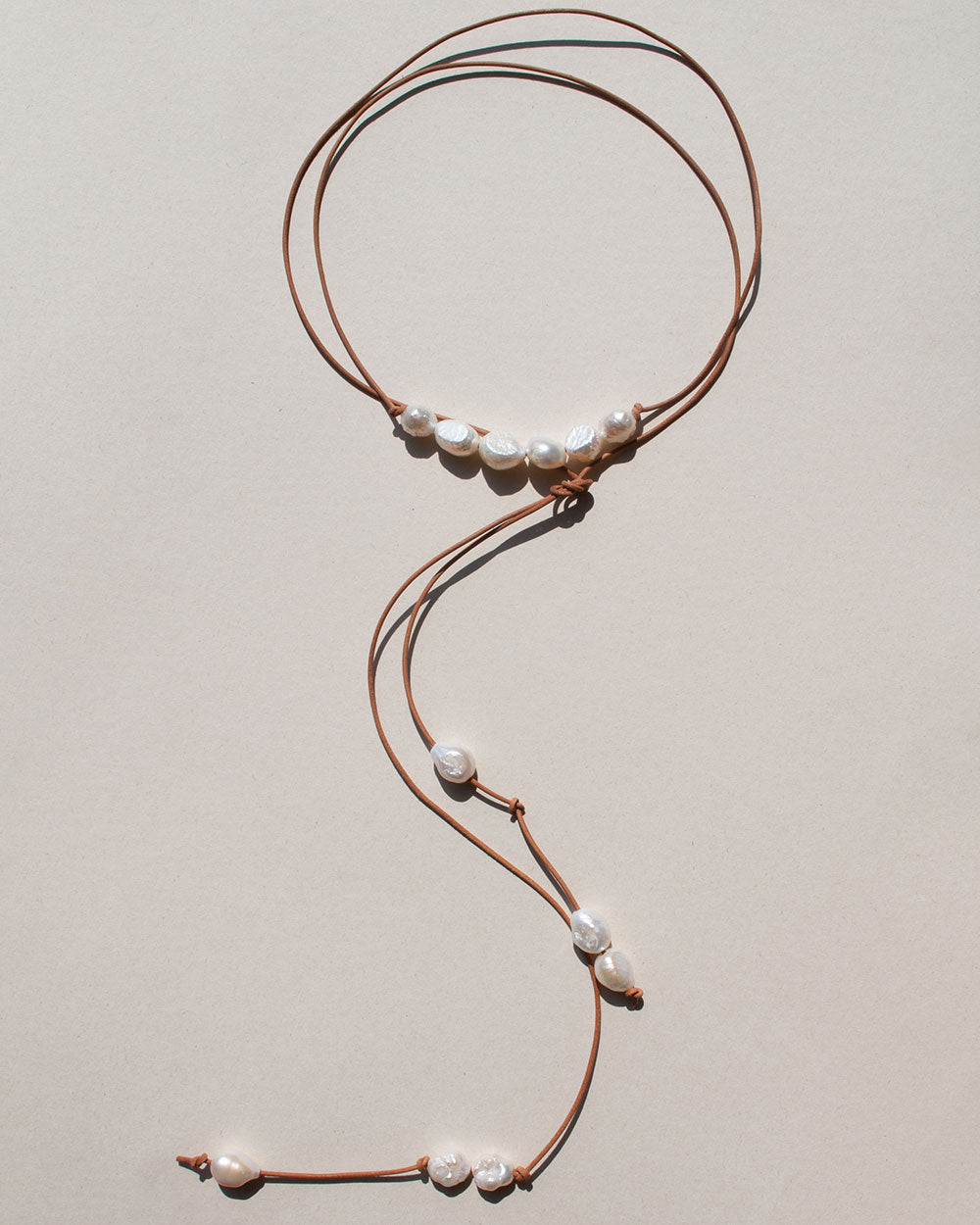 Baroque Pearl Leather Wrap Necklace
