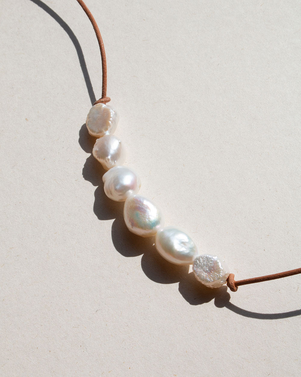 Baroque Pearl Leather Wrap Necklace