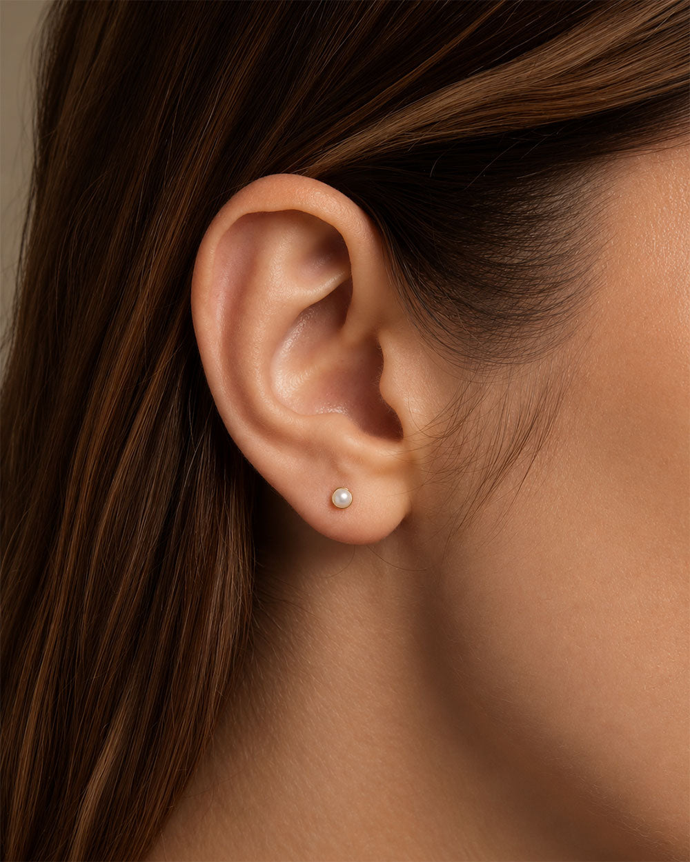 Solid Gold Small Pearl Stud Earrings