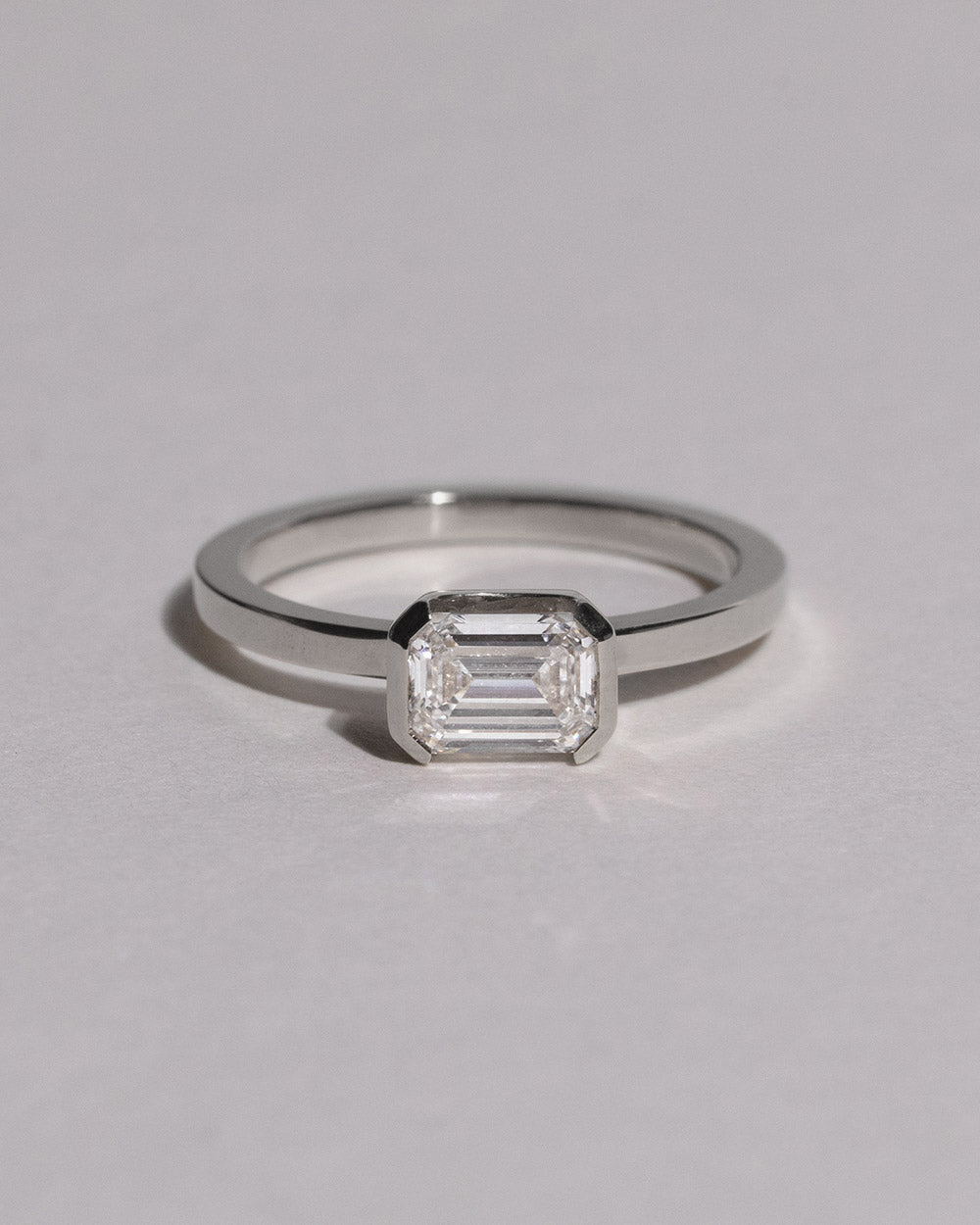 Platinum Emerald Cut 1ct Lab Grown Diamond Ring front view white background