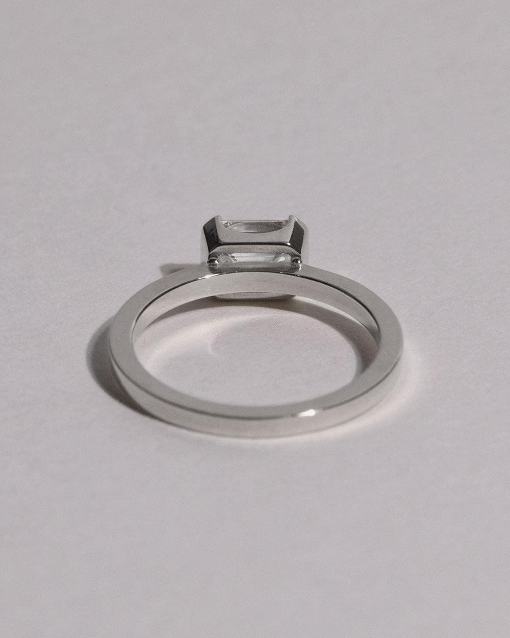 Platinum Emerald Cut 1ct Lab Grown Diamond Ring back view