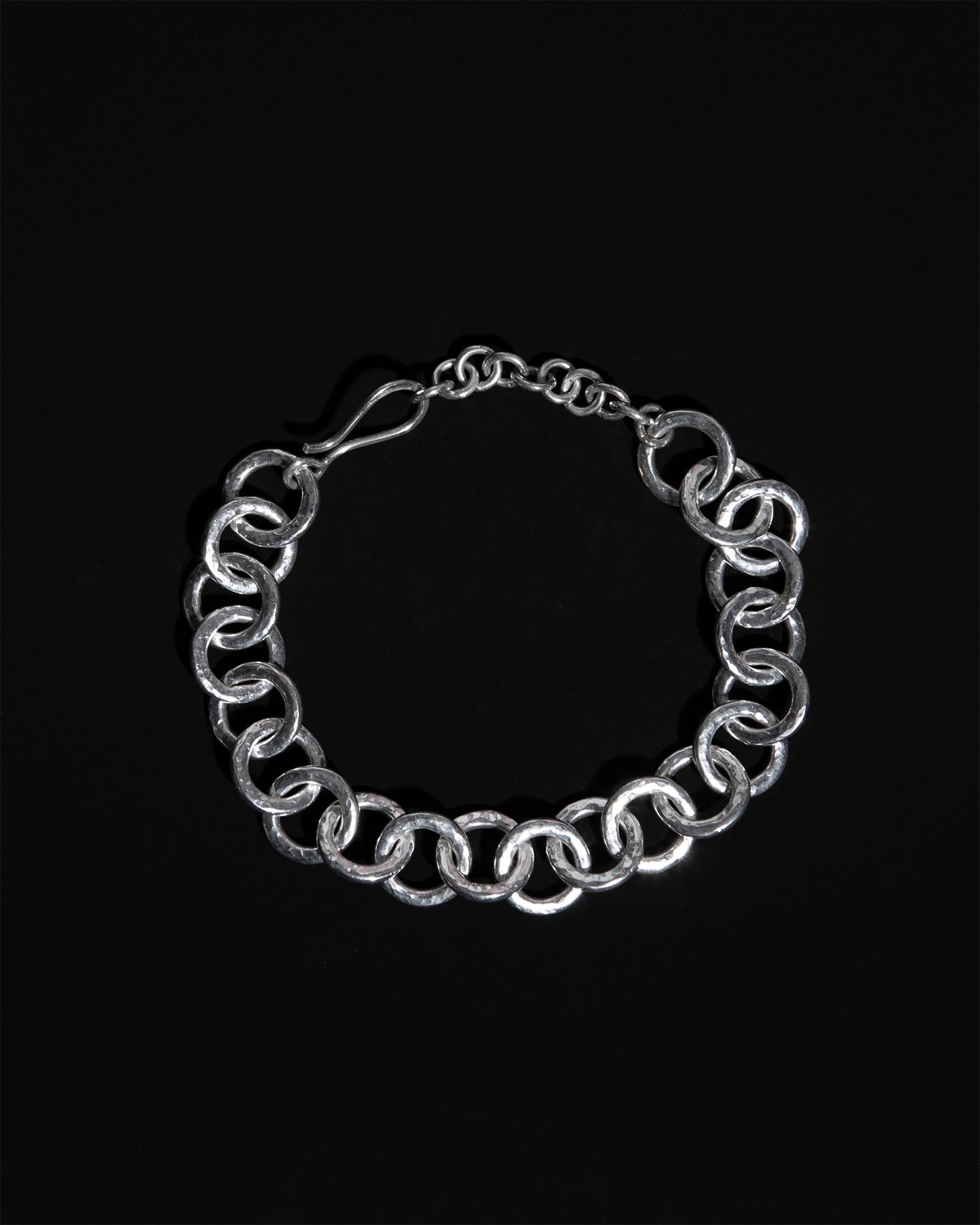 statement chain bracelet with hammered texture Handcrafted in sterling silver in London by Maya Magal London
