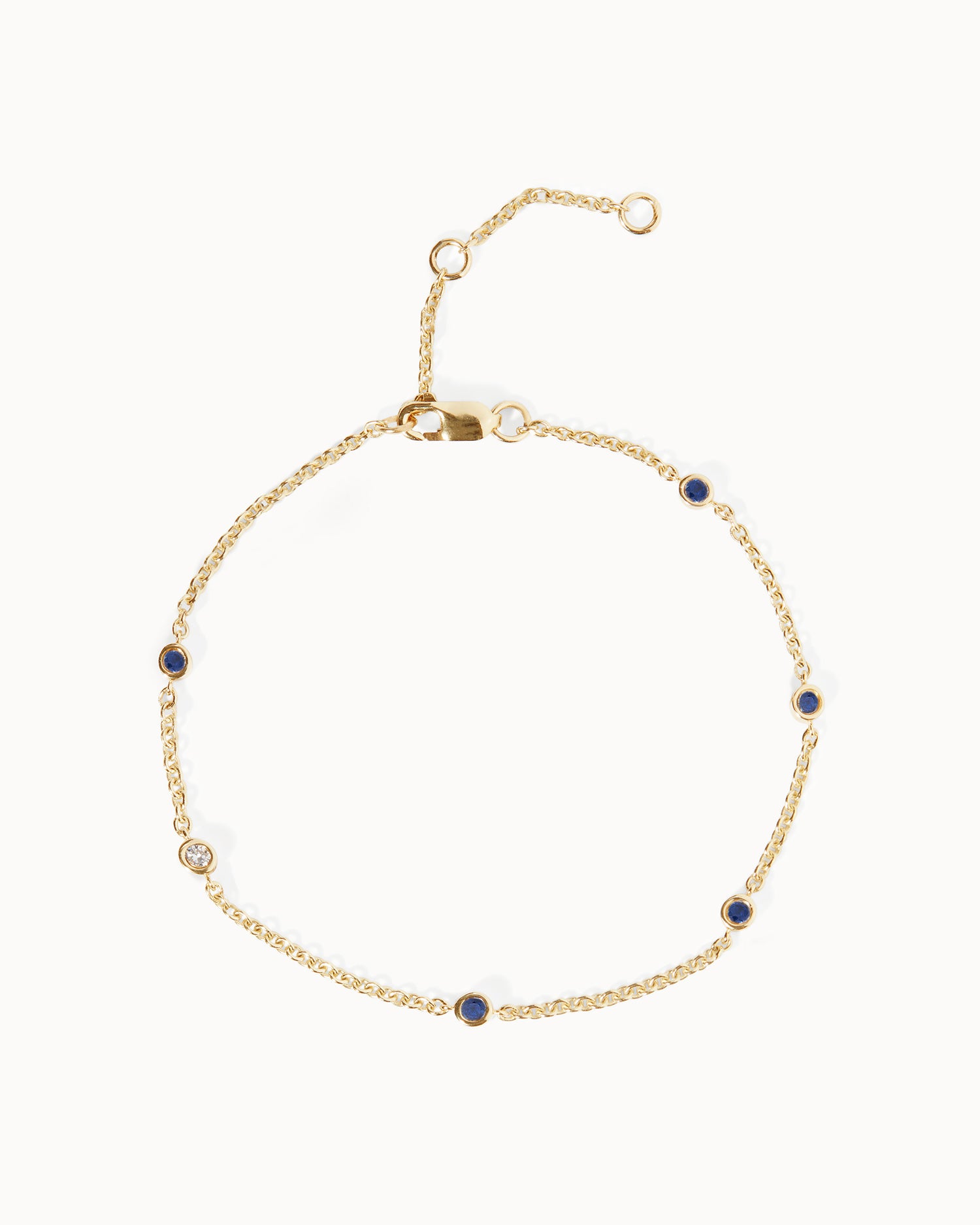 September Sapphire Birthstone Station Bracelet