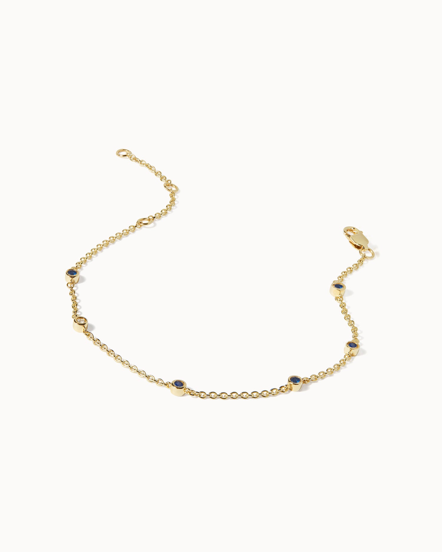 September Sapphire Birthstone Station Bracelet