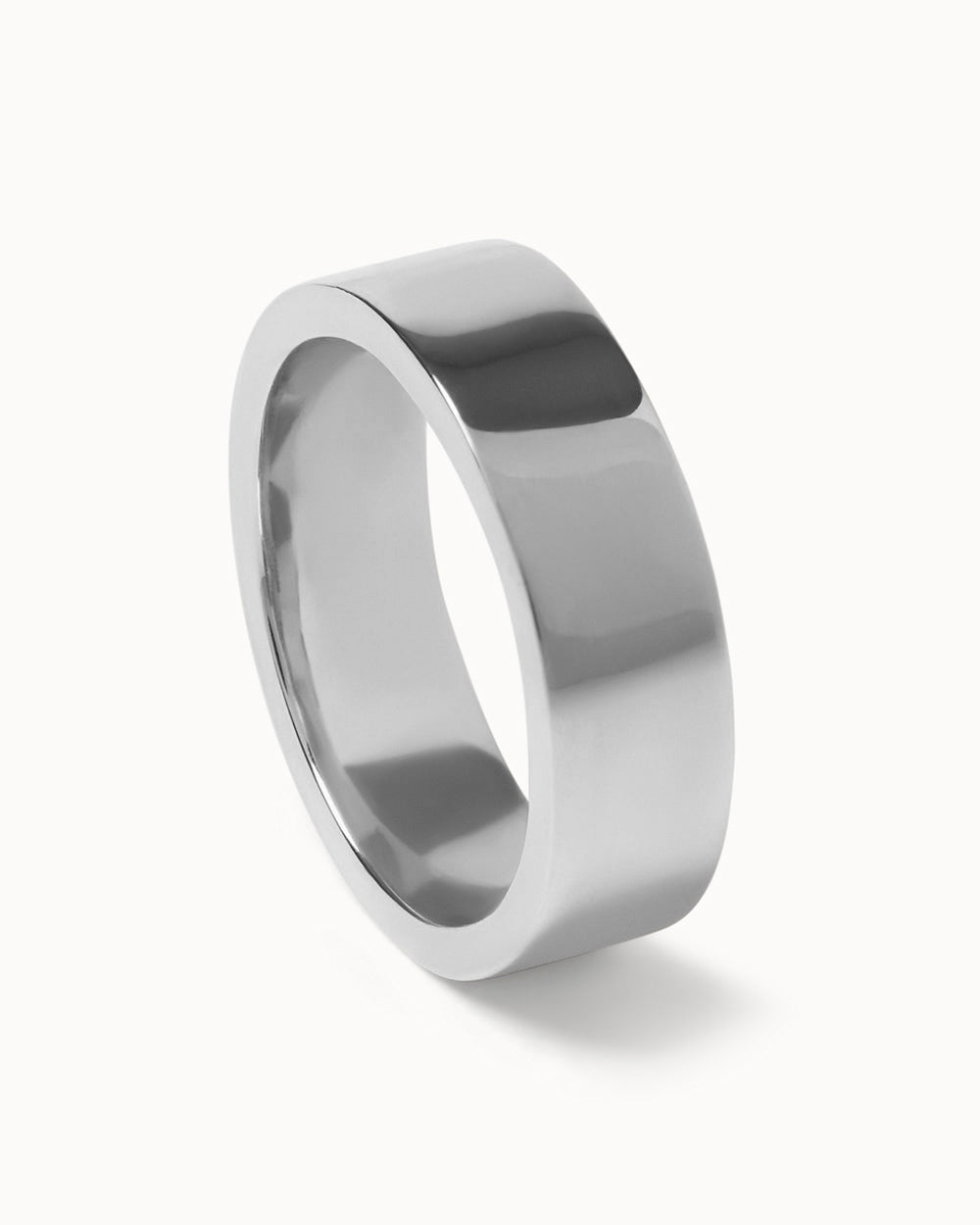 Platinum Heavy Signature Band Ring on white background side view