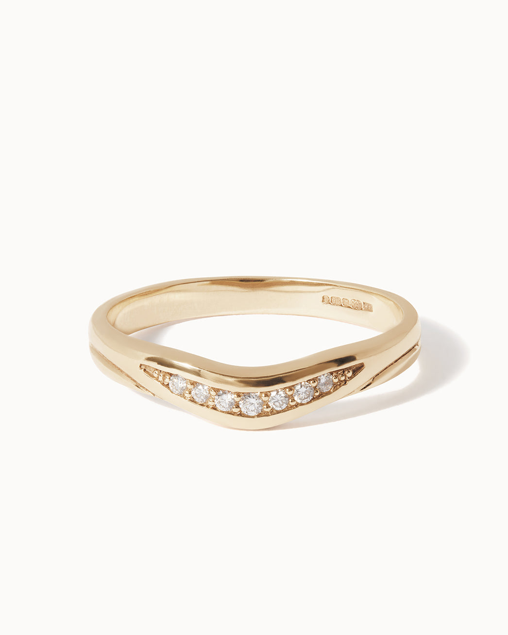 Solid Gold Contoured Band with Diamonds