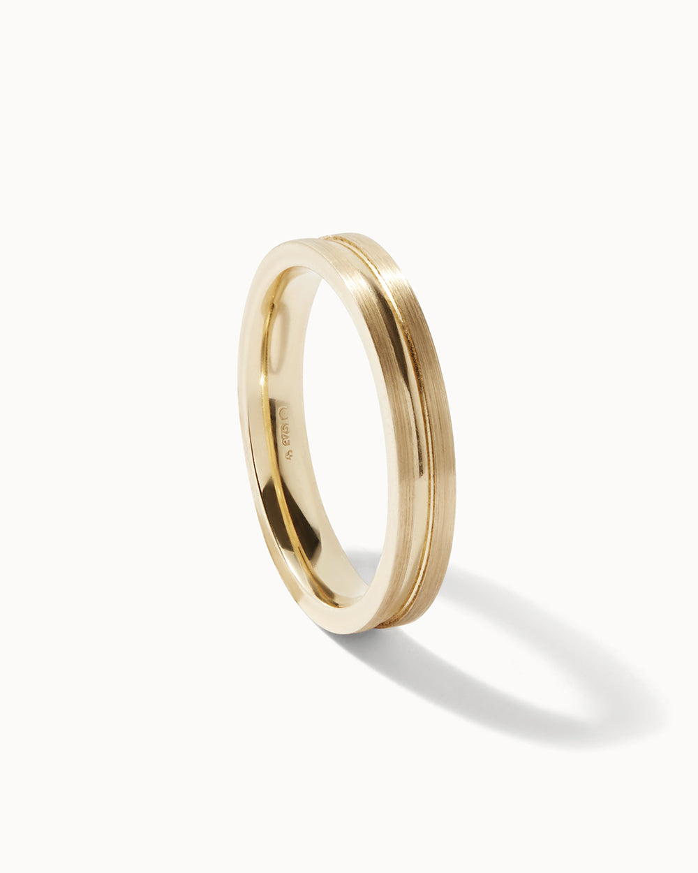 Solid Gold Flat Court Groove Ring - 3mm Band