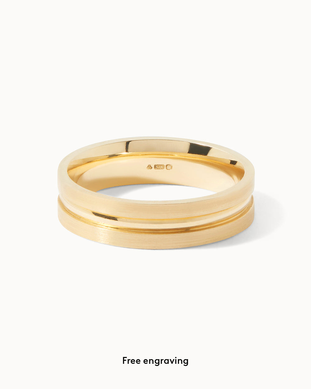 18ct Yellow Gold Flat Court Groove Ring - 5mm Band