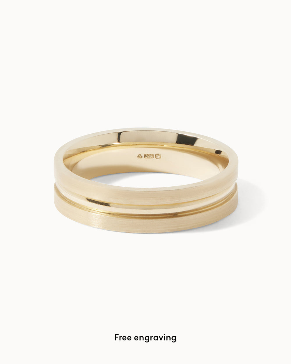 9ct Yellow Gold Flat Court Groove Ring - 5mm Band