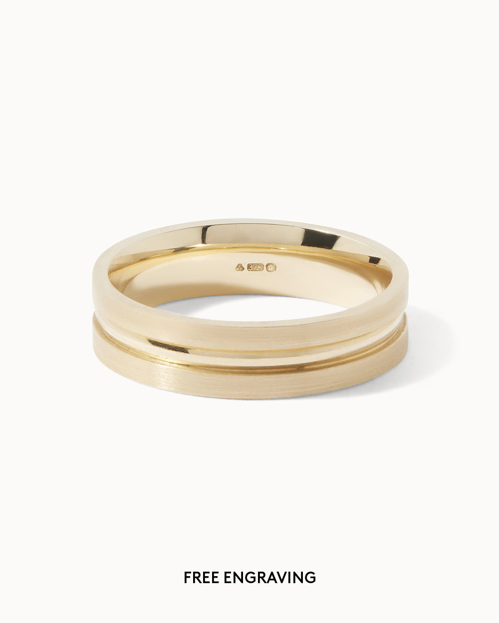 Solid Gold Flat Court Groove Ring - 5mm Band