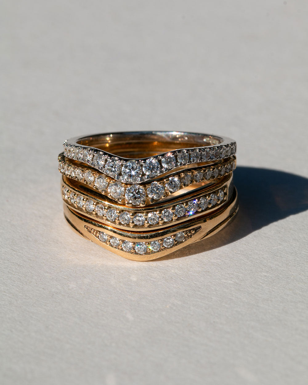 9ct Yellow Gold Diamond Contour Ring