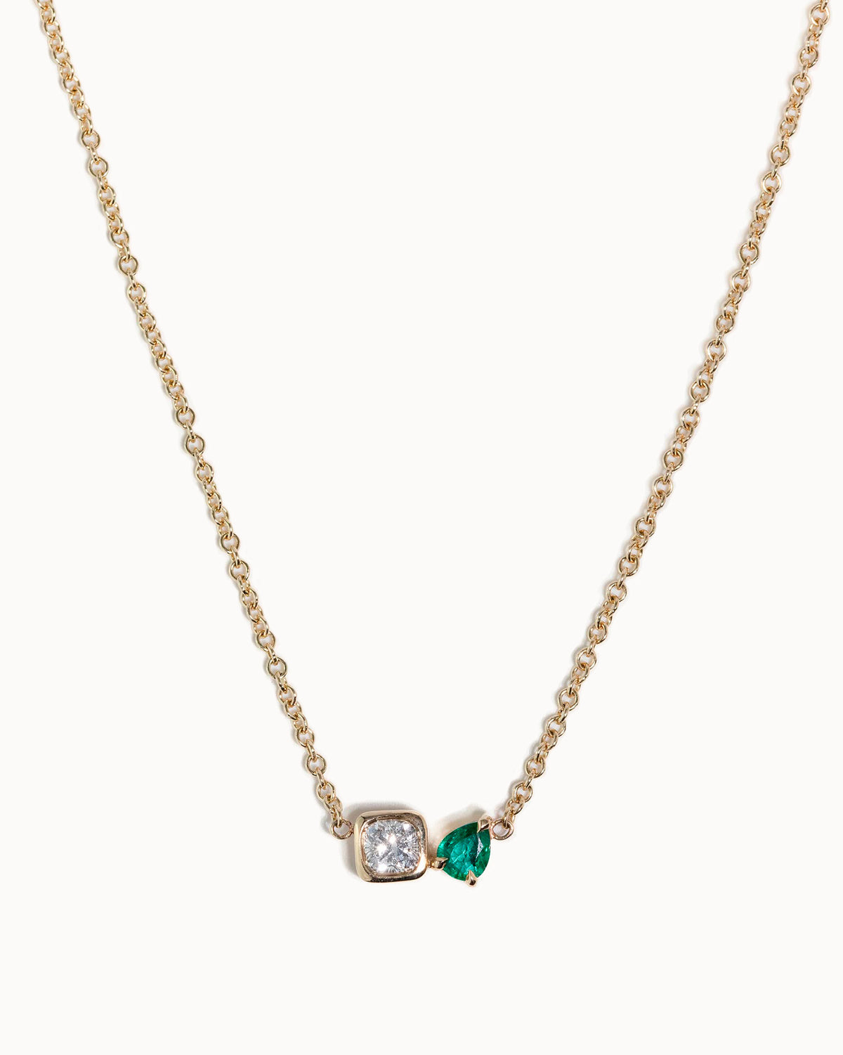 Toi et Moi Diamond & Emerald Necklace in Solid Gold | Maya Magal