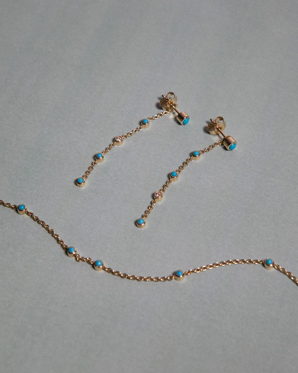 December Turquoise Birthstone Station Necklace