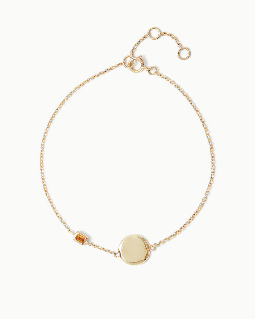 9ct Solid Gold Citrine November Birthstone Bracelet handmade in London by Maya Magal sustainable jewellery brand