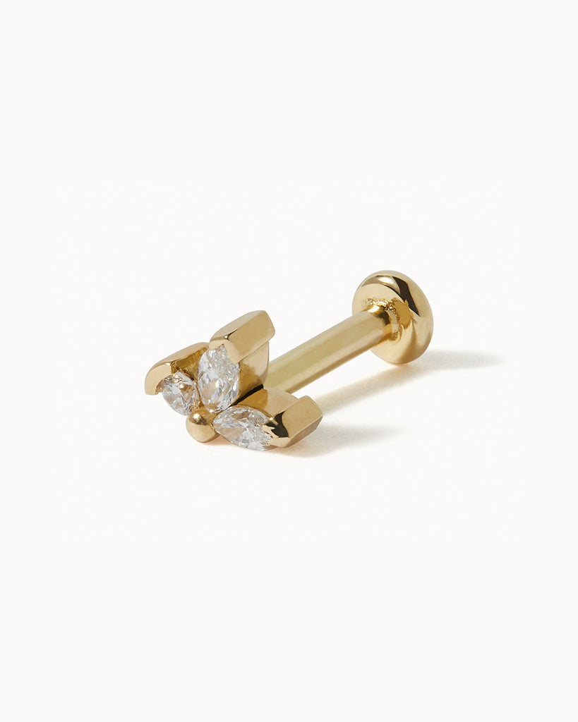 9ct Solid Gold Fleur Diamond Cartilage Stud handmade in London by Maya Magal sustainable jewellery brand
