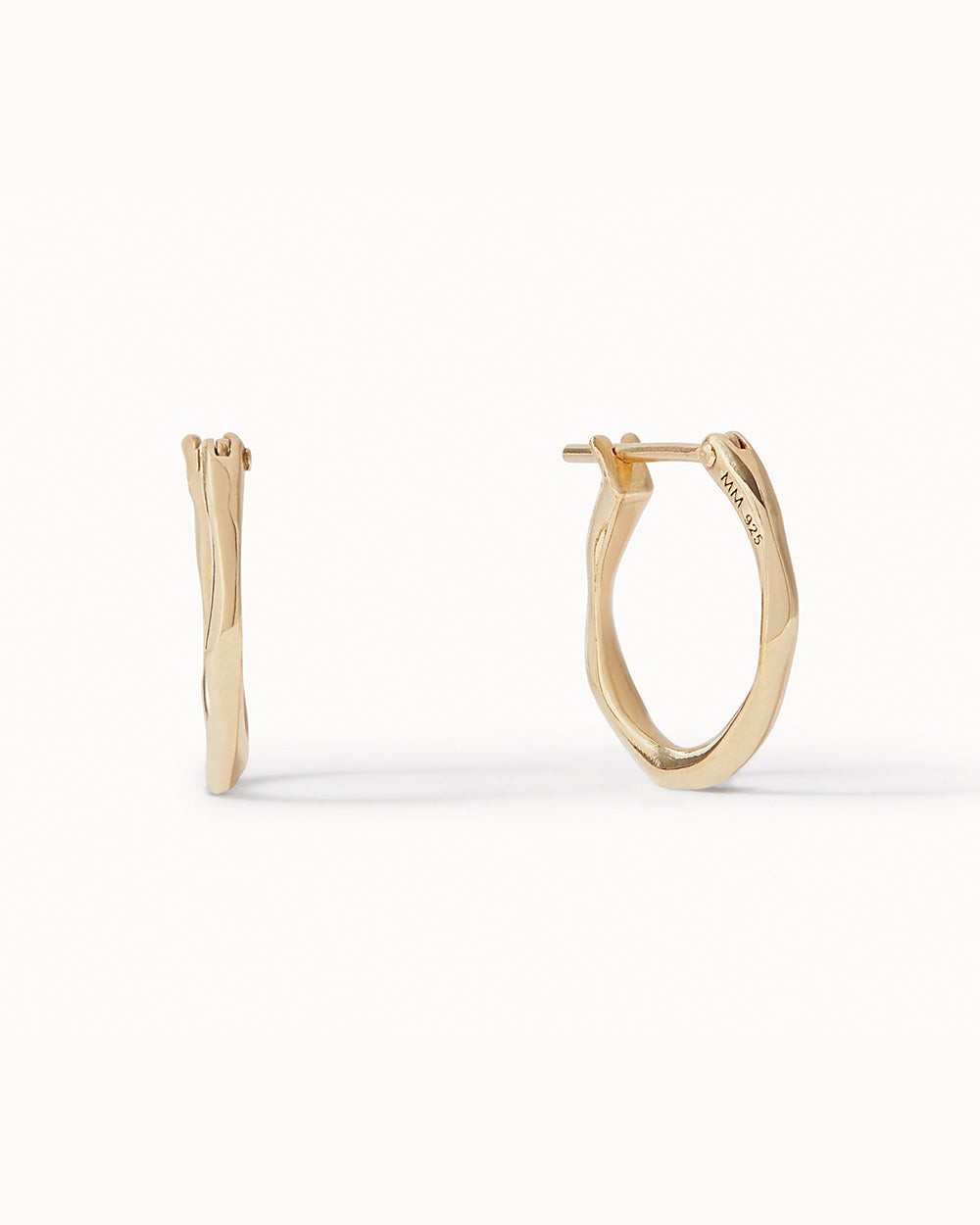18ct Gold Plated Lava Hoop Earrings handmade in London by Maya Magal sustainable jewellery brand