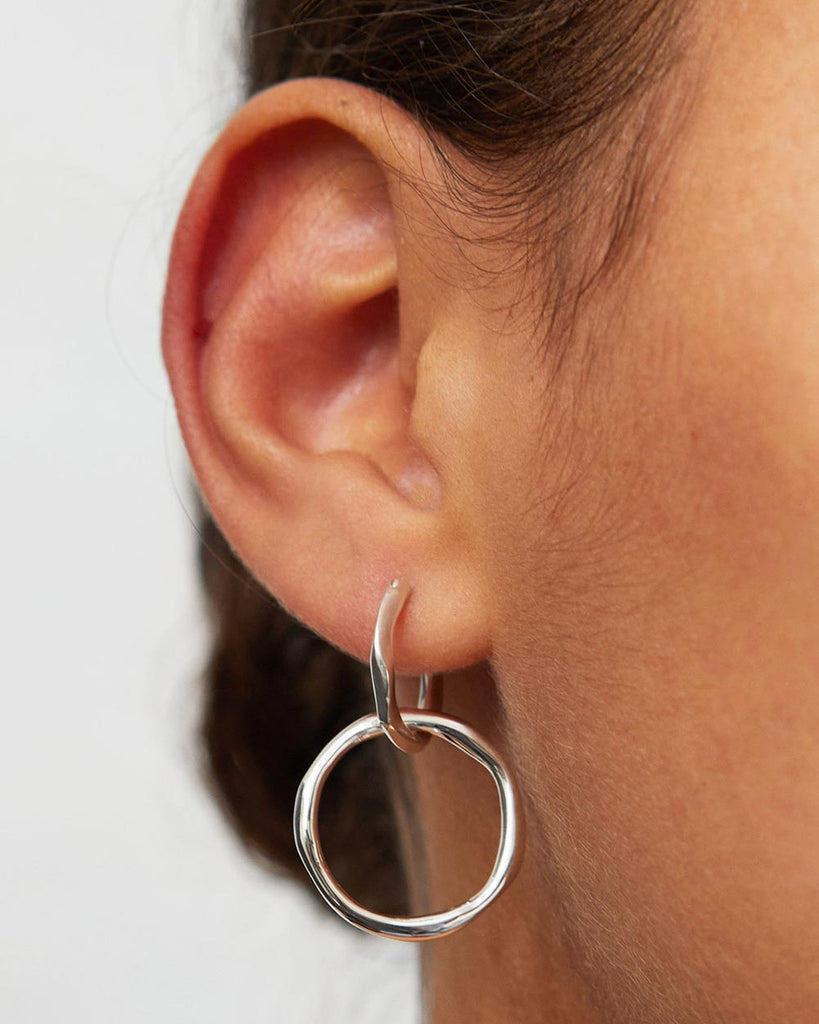 925 Recycled Sterling Silver Link Hoop Earrings handmade in London by Maya Magal modern jewellery brand