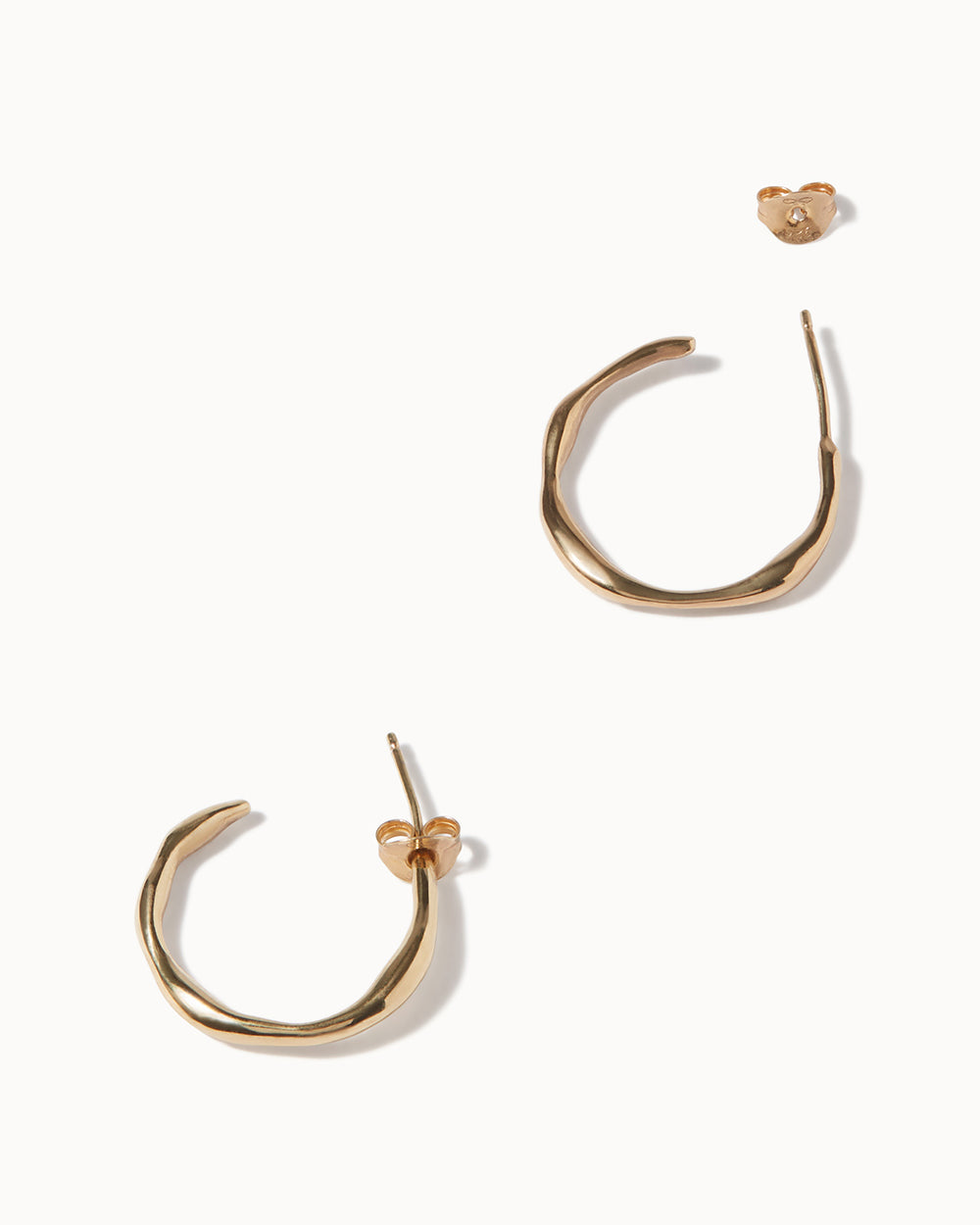 18ct Gold Plated Small Organic Circle Hoop Earrings handmade in London by Maya Magal modern jewellery brand