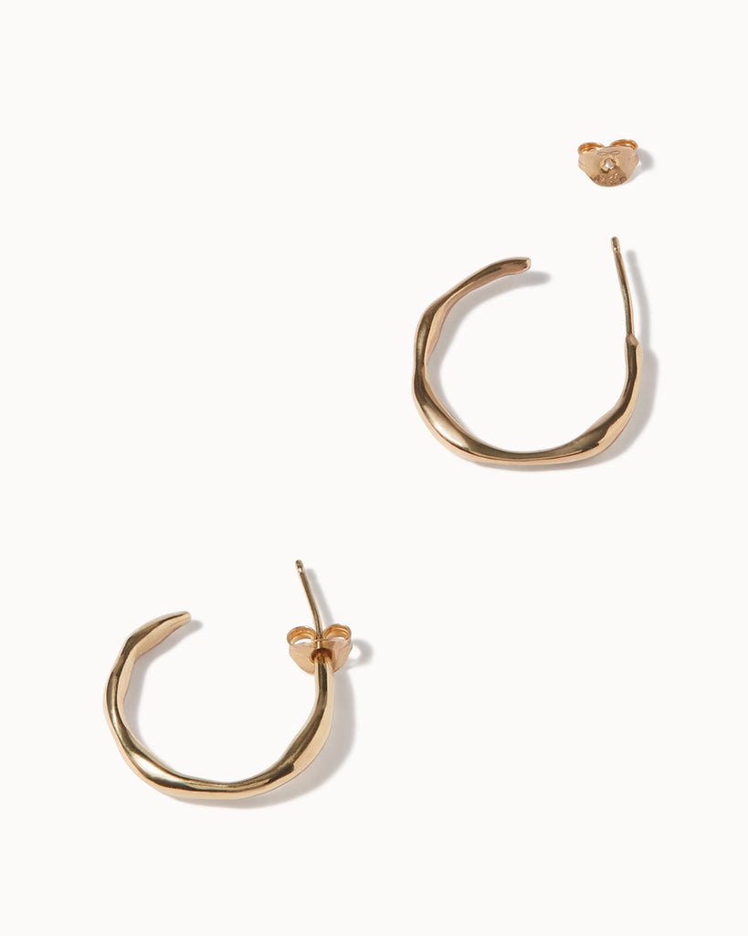 18ct Gold Plated Small Organic Circle Hoop Earrings handmade in London by Maya Magal modern jewellery brand