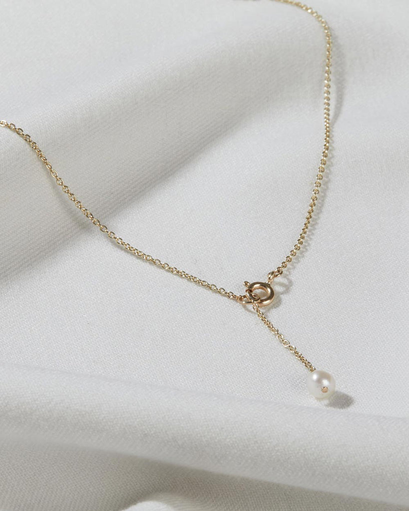 9ct Solid Gold Single Pearl Necklace handmade in London by Maya Magal elegant jewellery brand